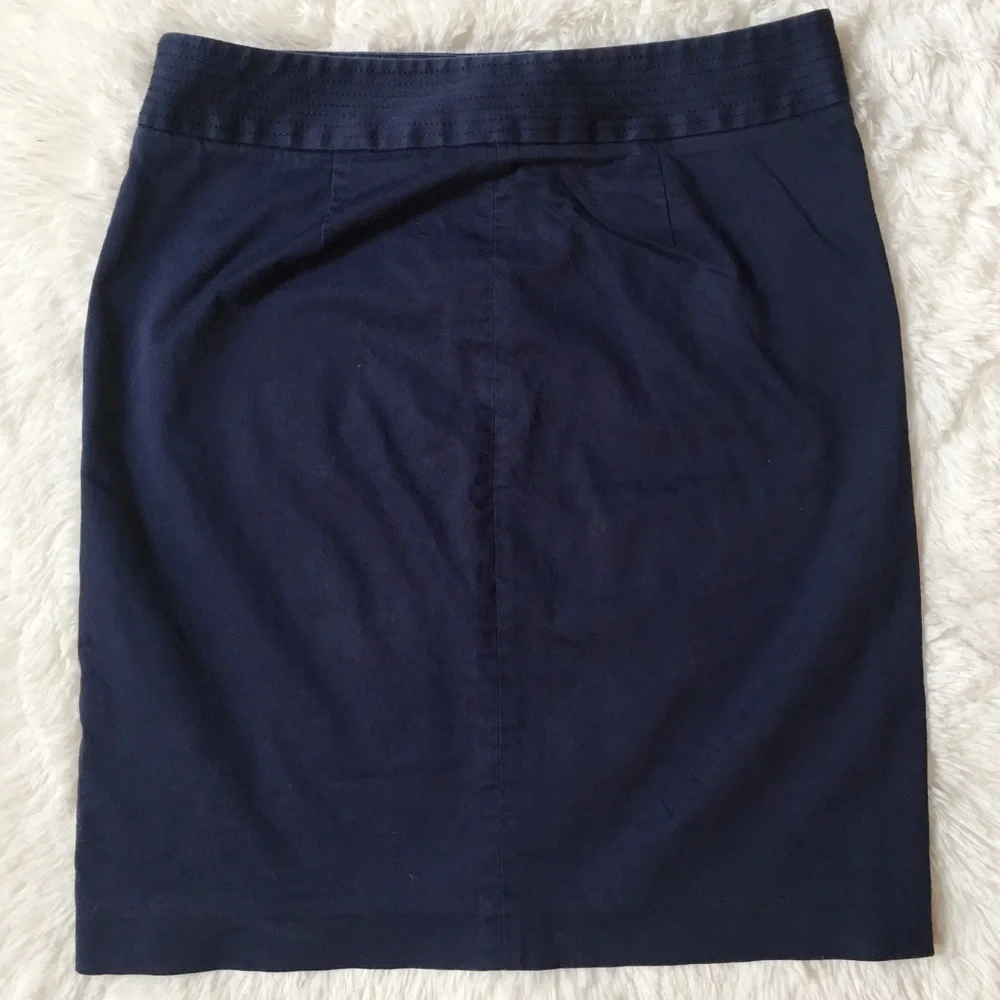 J Crew Blue Skirt Handy Pockets Button Accents sz4
